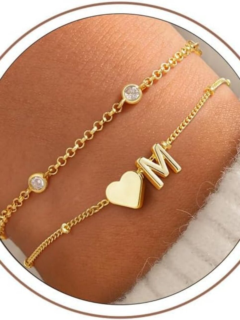Personalized Heart Initial Charm Bracelet for Women & Teens